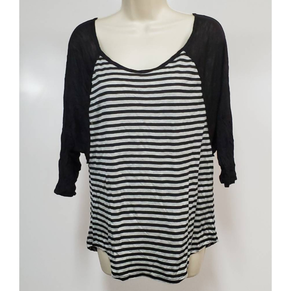 Spoiled L T-Shirt Black Striped 3/4 Sleeve Tunic